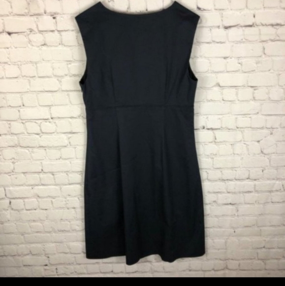 Elie Tahari Sonya Cotton Poplin Ruched-Front Sleeveless Blue Dress - Picture 4 of 8